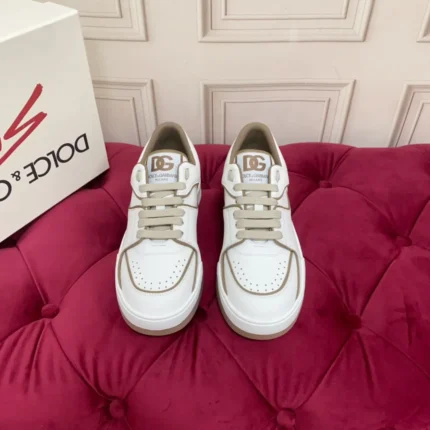 Dolce & Gabbana Calfskin New Roma Sneakers In Beige
