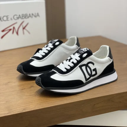 Dolce & Gabbana Mixed-material DG Cushion Sneakers In White And Black