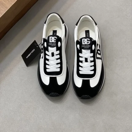 Dolce & Gabbana Mixed-material DG Cushion Sneakers In White And Black