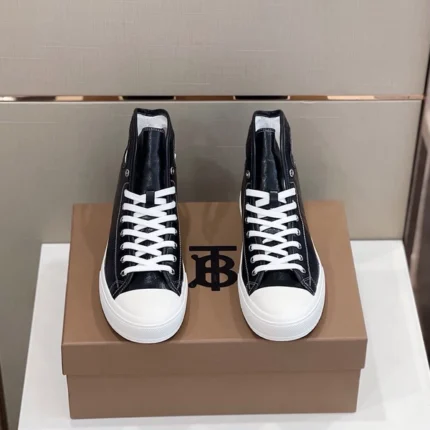 Burberry Porthole Detail Leather High-top Sneakers Black